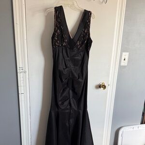 R&M Richards Black and Beige Lace Detail Dress